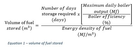 volume of wood fuel stored equation