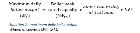 maximum daily boiler output equation
