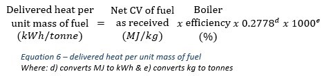 delivered heat per unit mass of fuel equation