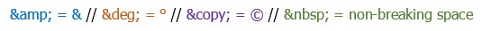 HTML codes